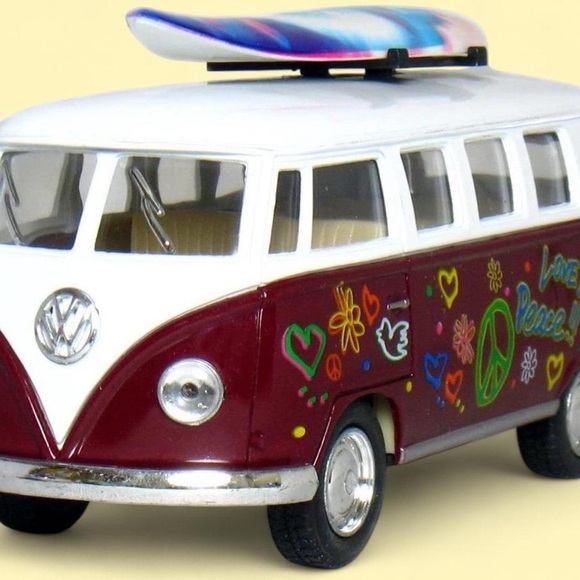 KiNSMART 1962 Volkswagen Classic Bus Die-Cast Model (Surfboard • Flower Power) - Picture 5 of 8
